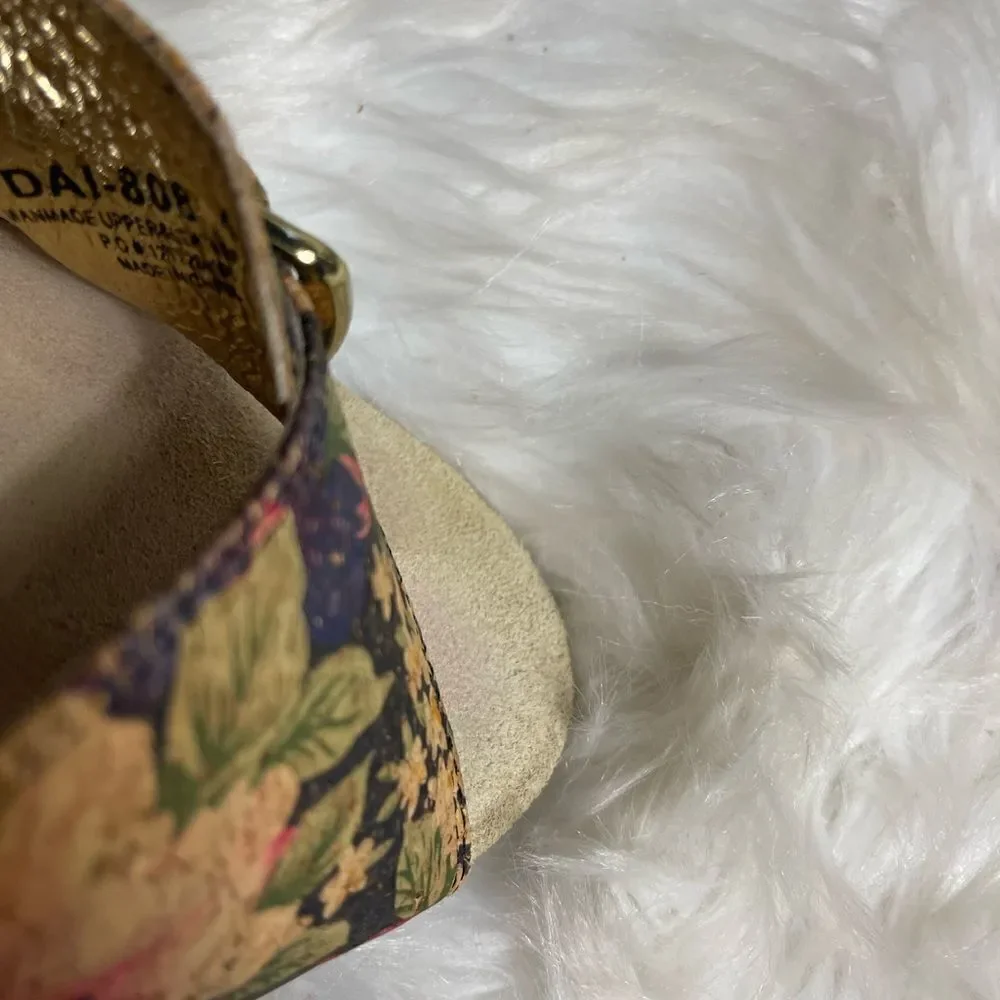 Alegria leather multi color floral print ankle strap sandals  SZ9.5